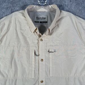 Duck Camp Shirt Mens Size 2XL Tall Beige Vented Fishing Roll Tab Lightweight